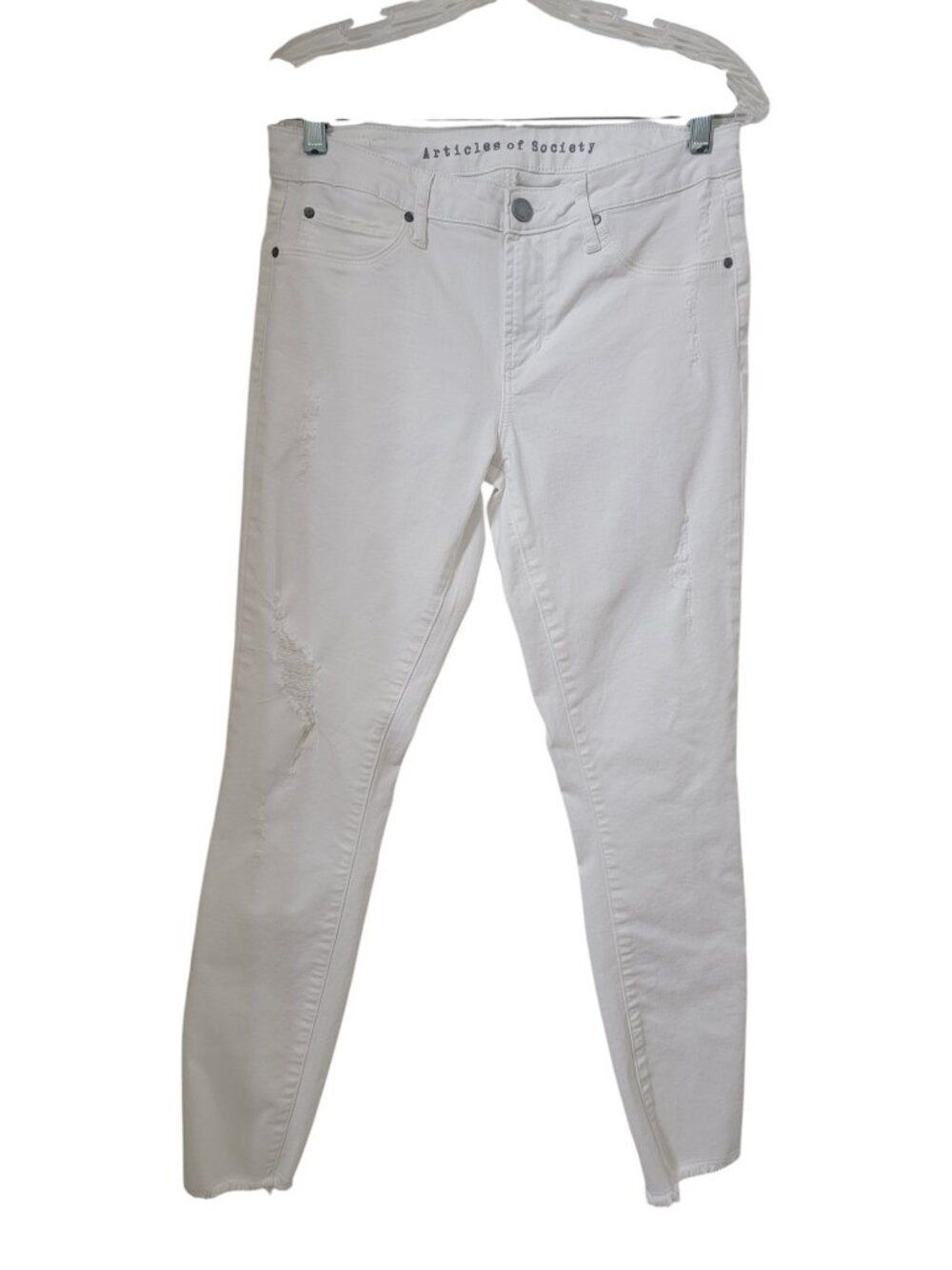 Articles of Society Size 28 White Distressed Skinny Fit Jeans, Gently Used